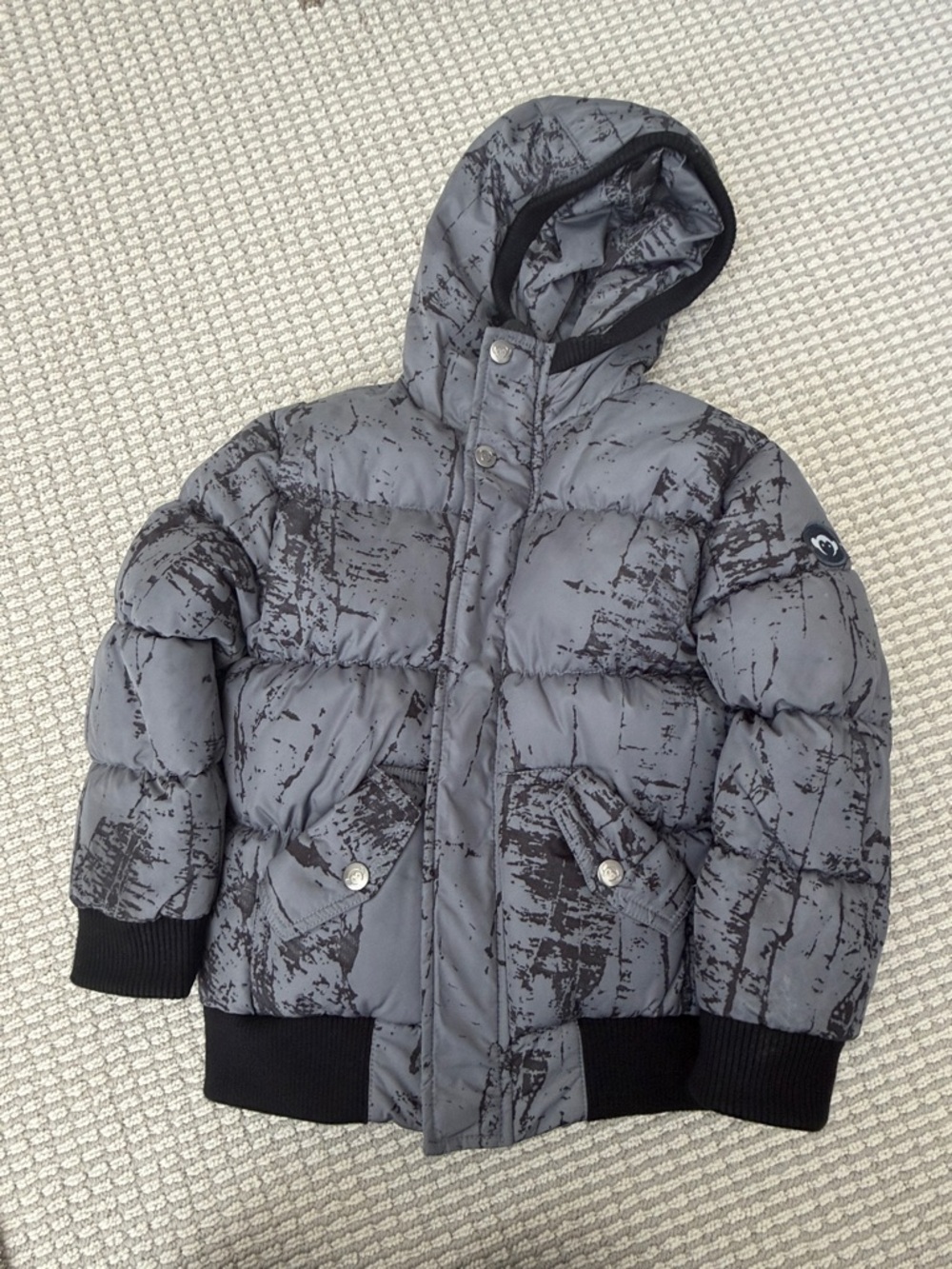 Appaman Grey Printed Hooded Puffer Jacket